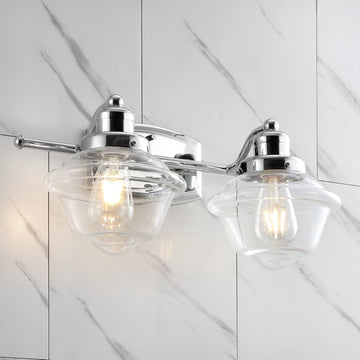 Orleans Iron/Glass schoolhouse LED Vanity Light - JONATHAN Y
